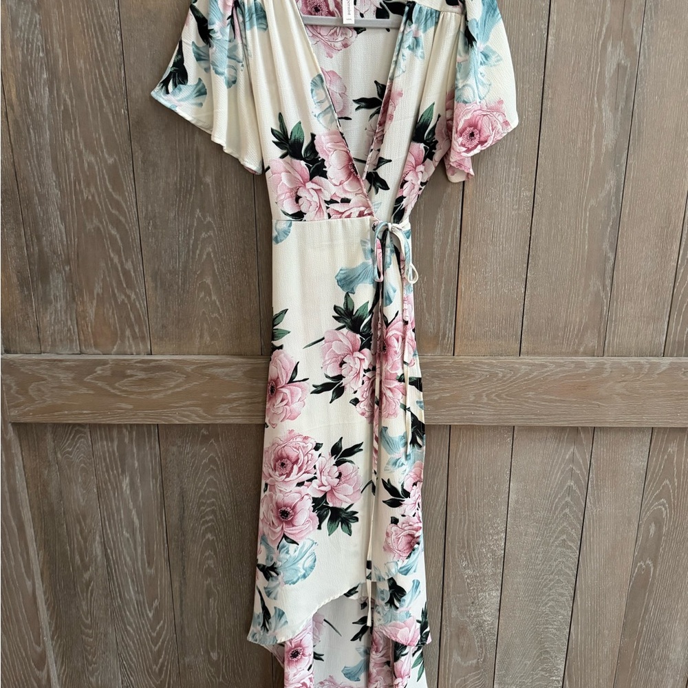 Peppermint Pink High Low Sundress with Flutter Sleeves